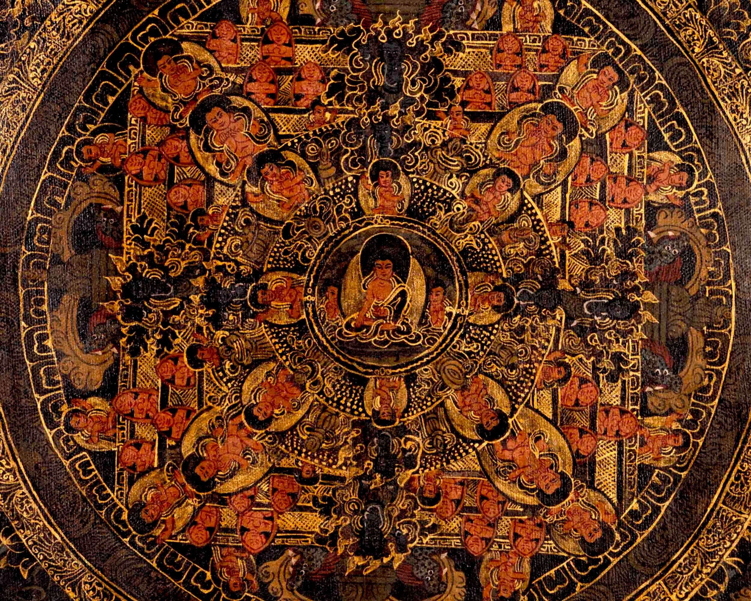 Oil Varnished Shakyamuni Buddha Mandala | Wall Decoration Painting