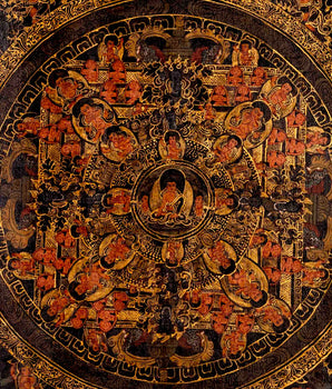 Oil Varnished Shakyamuni Buddha Mandala | Wall Decoration Painting