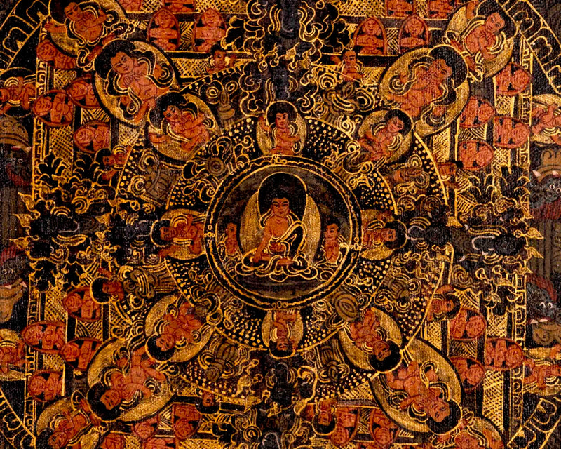 Oil Varnished Shakyamuni Buddha Mandala | Wall Decoration Painting