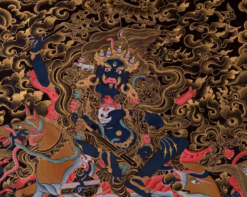 Hand-Painted Palden Lhamo Thangka | Feminist Deity Vajrayana Travel Thangka For Practitioner