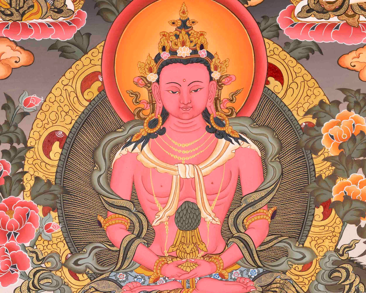 Red Amitayus Buddha Thangka | Perfect Travel Art for Practitioner | Wall Decoration Painting | Art Painting for Meditation and Good Luck