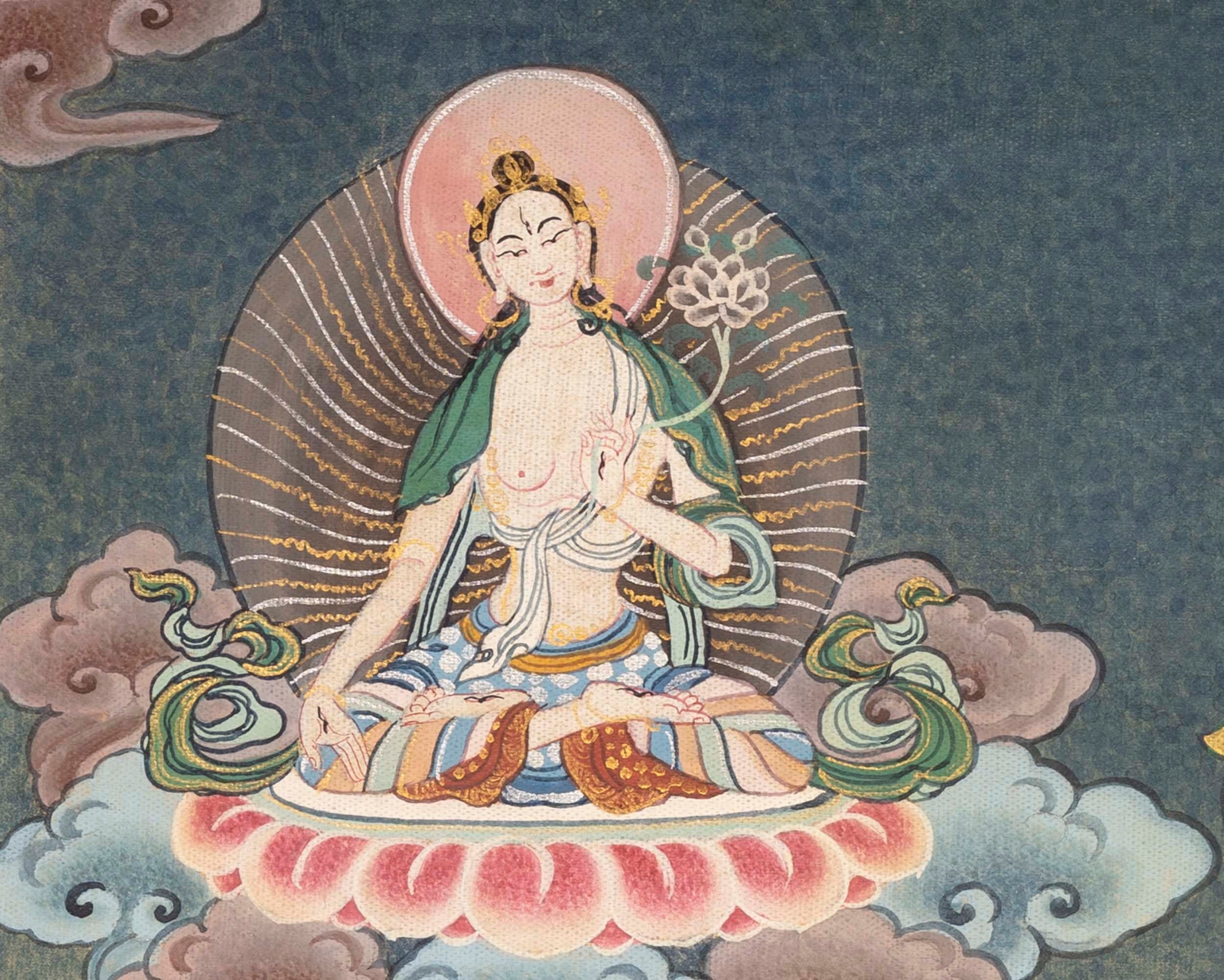 Vintage Vajrsattva Mandala Thangka |Genuine Hand-Painted | Ritual Thanka | Traditional Tibetan Paint |