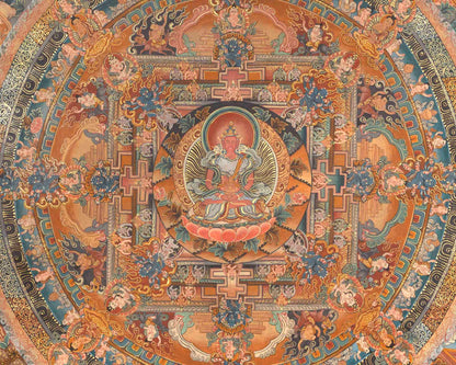 Amitayus Buddha Mandala Thangka | Original Hand Painted Tibetan Canvas Art |