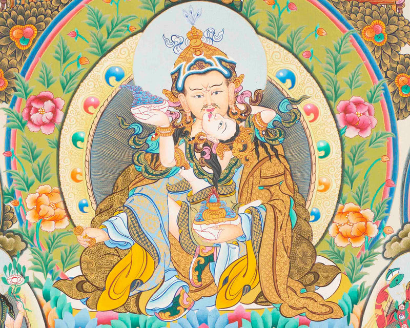 Guru Rinpoche Refuge Tree Thangka Painting | Hand Painted Buddhist Art of Nepal