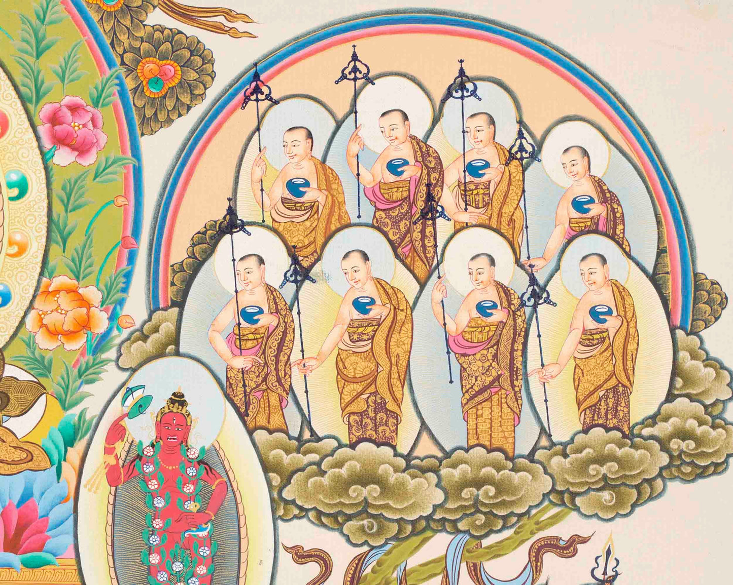 Guru Rinpoche Refuge Tree Thangka Painting | Hand Painted Buddhist Art of Nepal