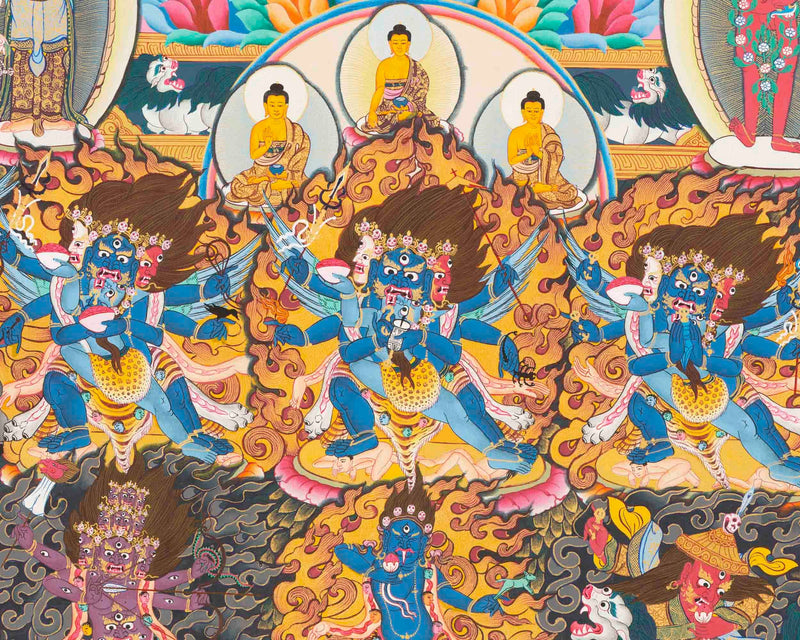 Guru Rinpoche Refuge Tree Thangka Painting | Hand Painted Buddhist Art of Nepal