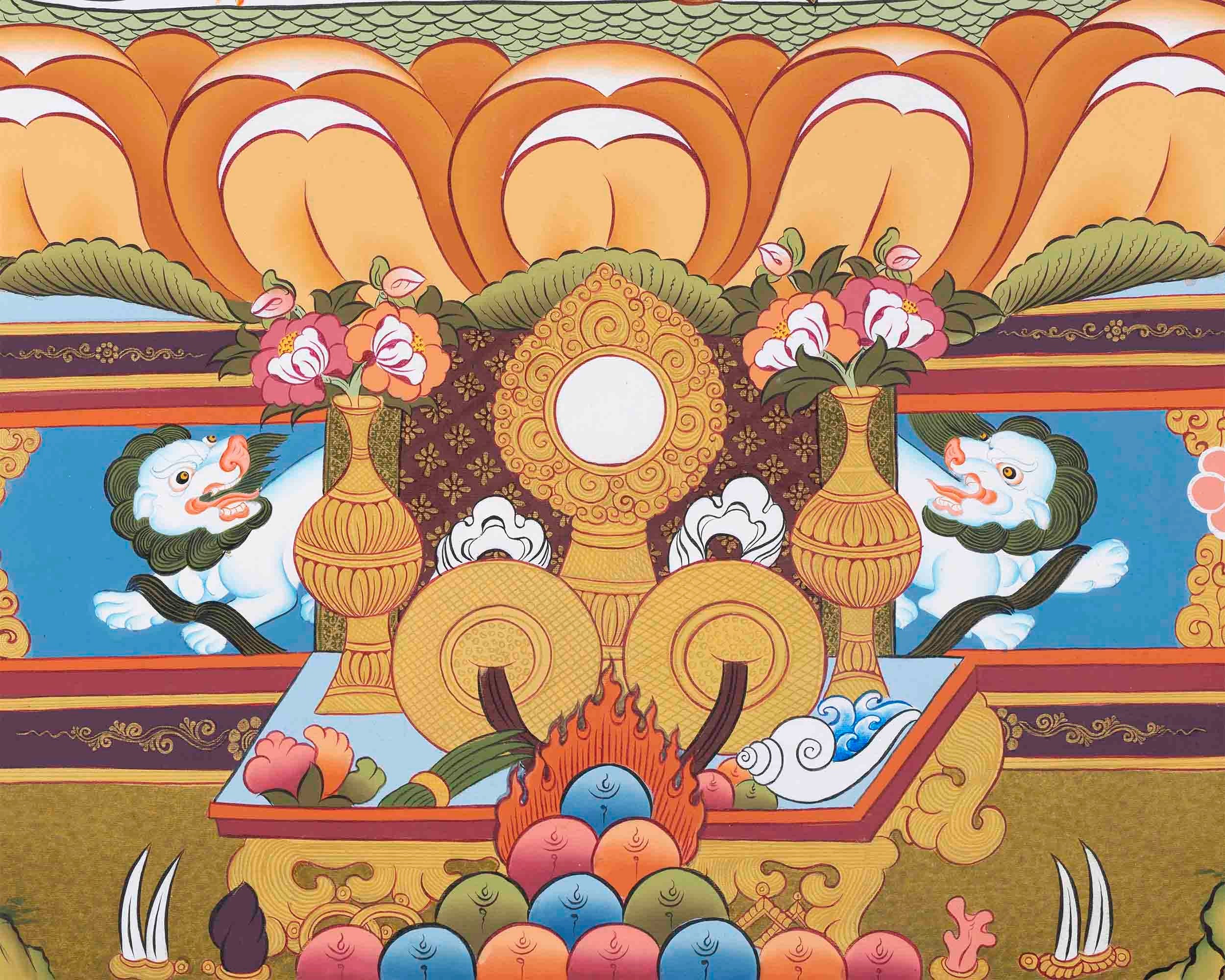 Shakyamuni Buddha , Dzambala, Maitreya Buddha, Namtose Buddhist Thangka | Wall hanging for Peace |