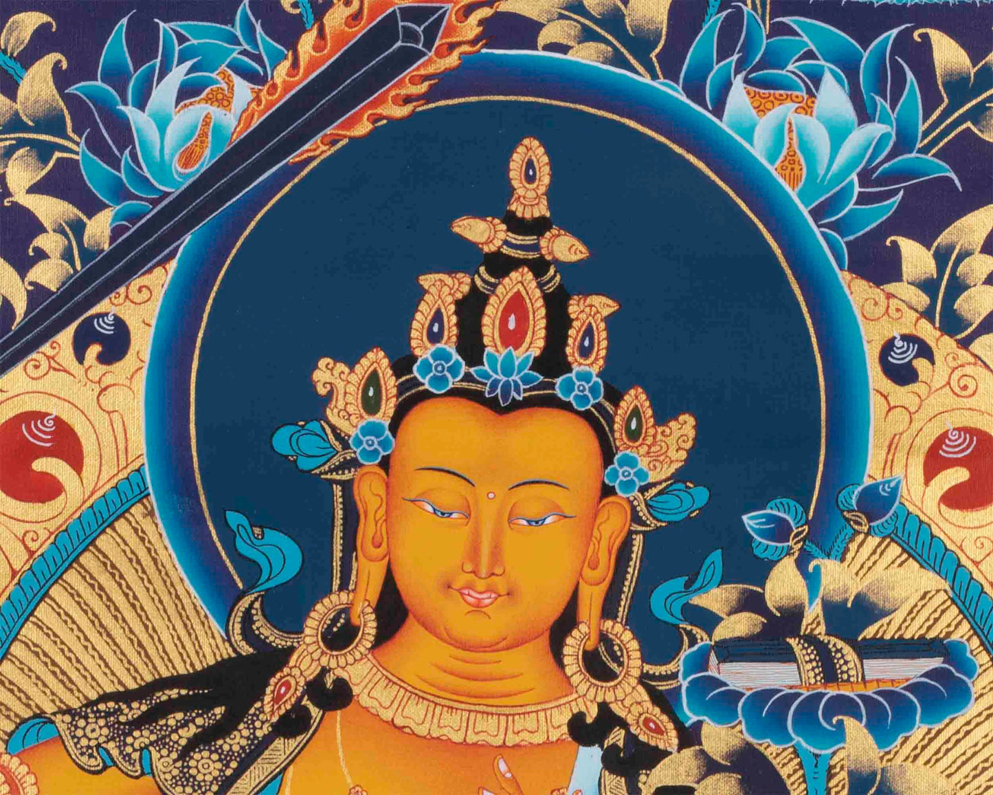 Manjushree Thangka Art with Chengrezig, Vajrapani and Others | Mindfulness Gift