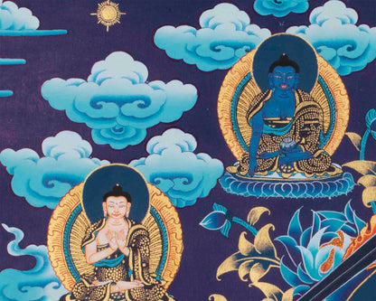 Manjushree Thangka Art with Chengrezig, Vajrapani and Others | Mindfulness Gift