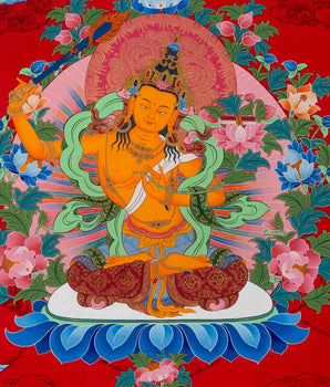 Manjushree Thangka Painting | Original Hand-Painted Bodhisattva Of Wisdom |