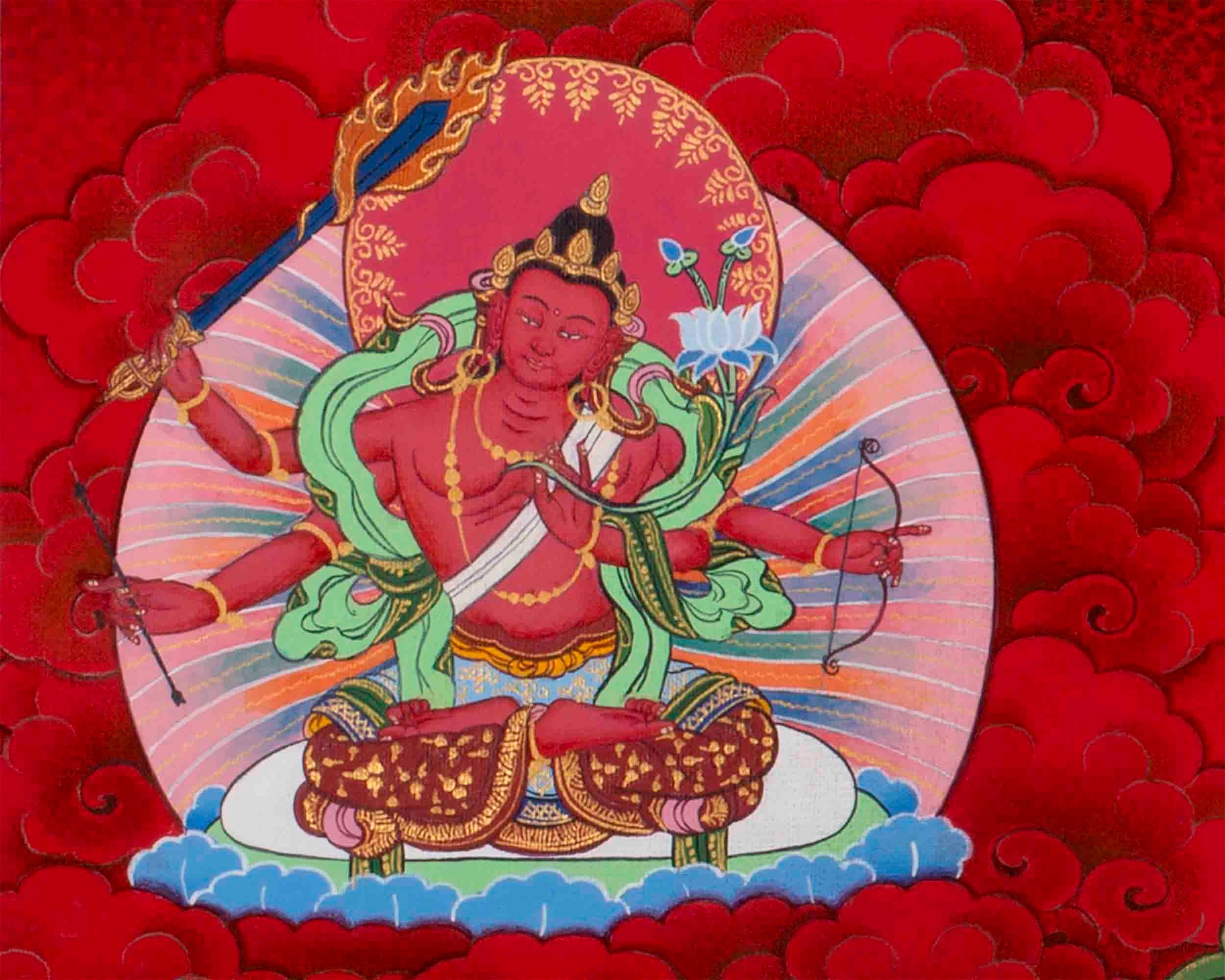 Five Forms of Bodhisattva Manjushri Thangka | Tibetan Art of Wisdom and Enlightenment