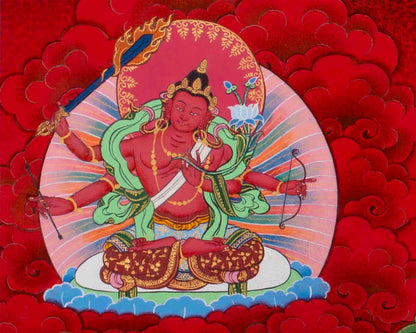 Manjushree Thangka Painting | Original Hand-Painted Bodhisattva Of Wisdom |