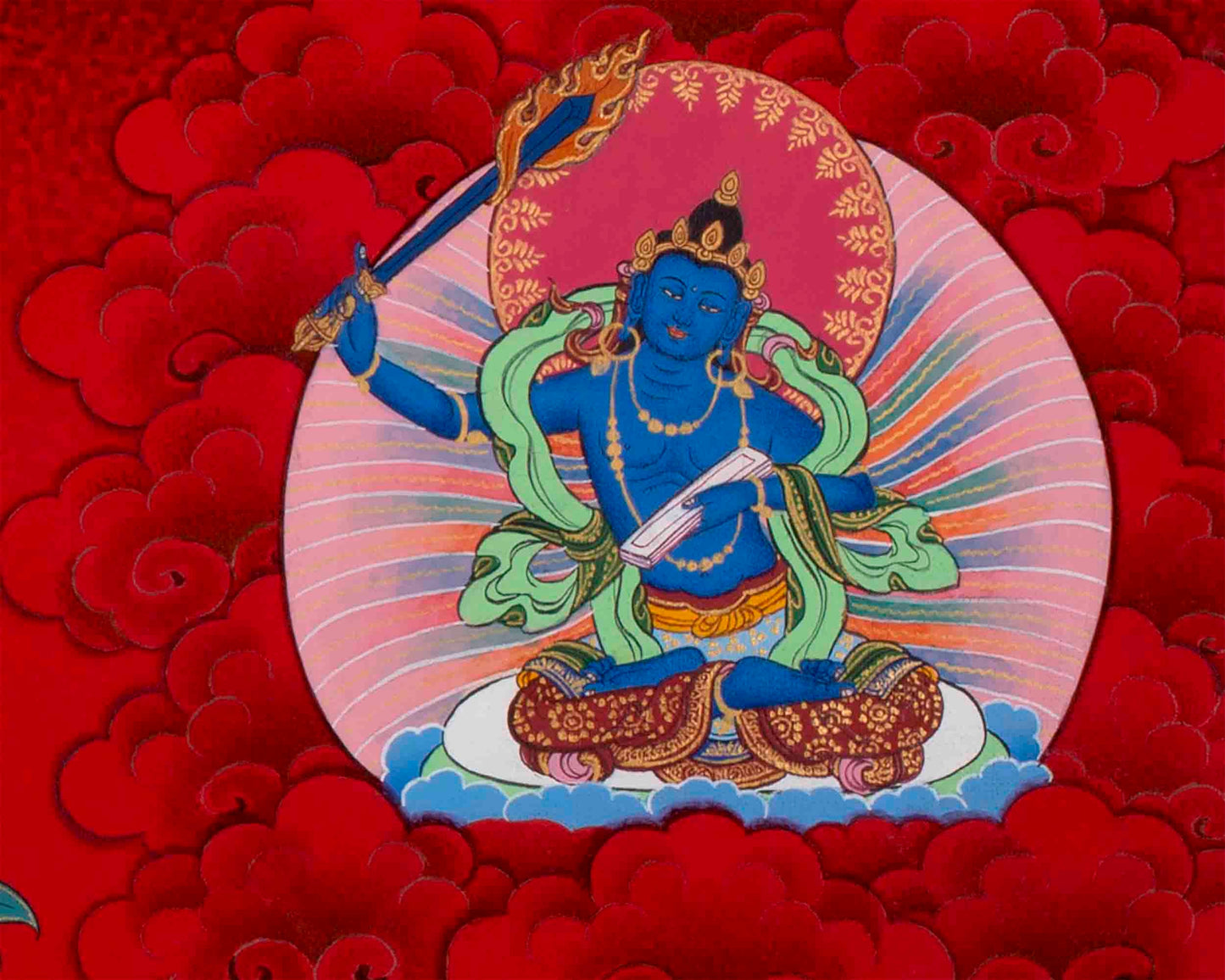 Manjushree Thangka Painting | Original Hand-Painted Bodhisattva Of Wisdom |