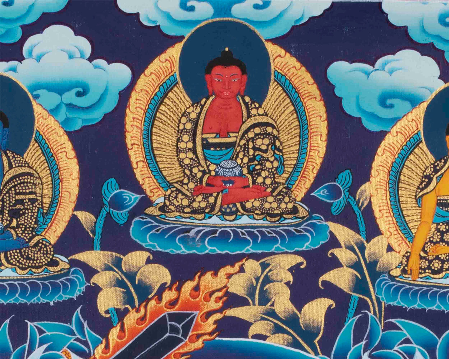 Manjushree Thangka Art with Chengrezig, Vajrapani and Others | Mindfulness Gift