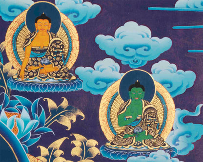 Manjushree Thangka Art with Chengrezig, Vajrapani and Others | Mindfulness Gift