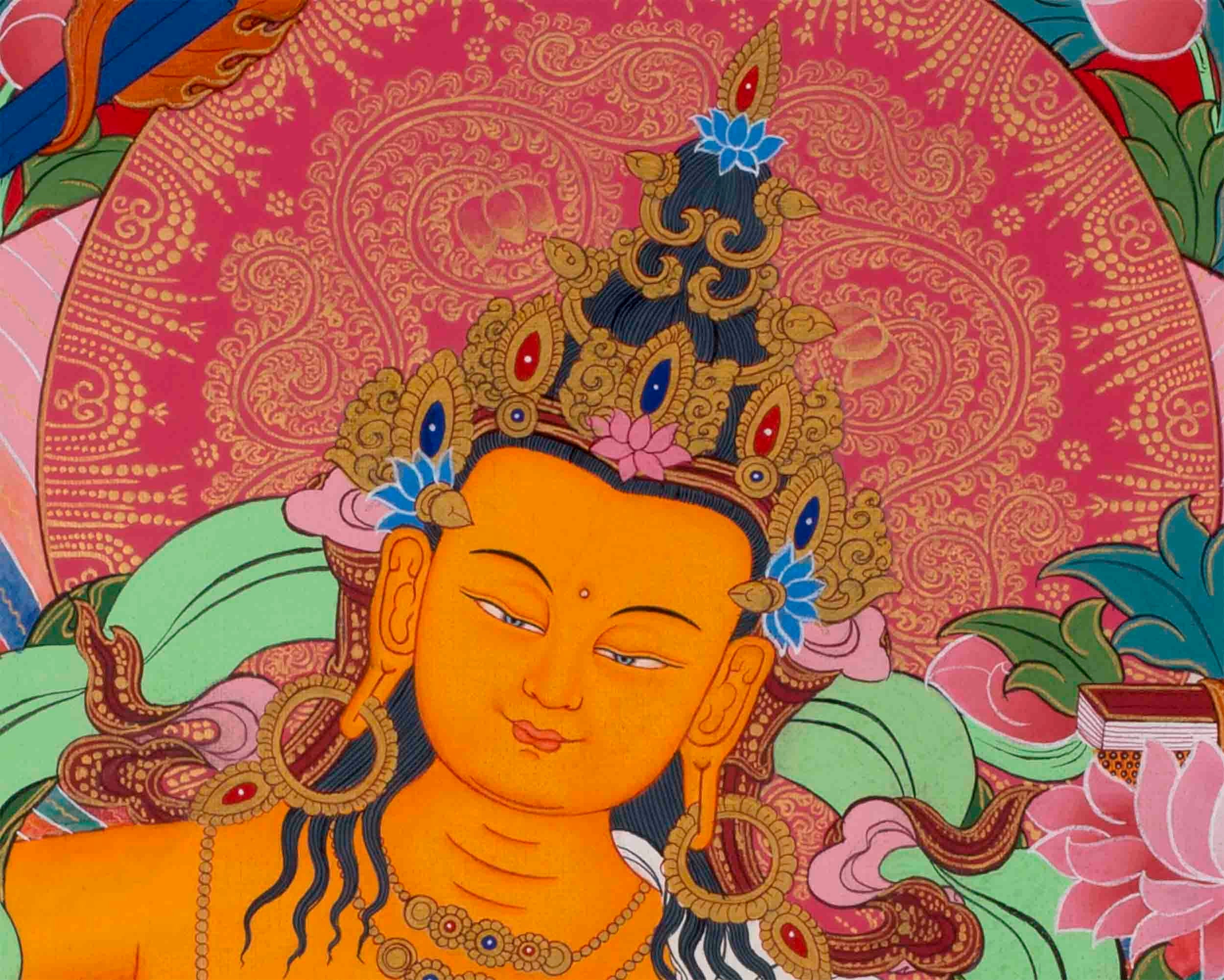 Five Forms of Bodhisattva Manjushri Thangka | Tibetan Art of Wisdom and Enlightenment