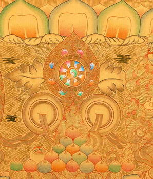 Full 24K Gold Style Avalokitesvara Chengrezig Thangka | Bodhisattva of Compassion