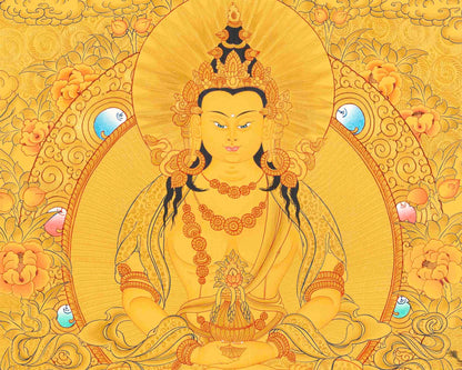 Amitayus Buddha Thangka |  Original Hand Painted 24K Gold Style Tibetan Thanka |