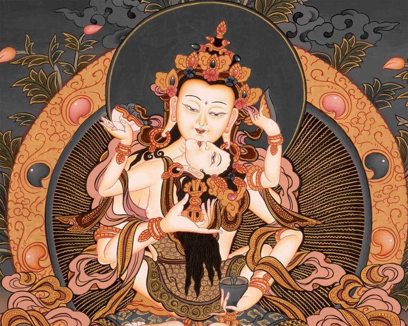 Original Hand Painted Vajrasattva Yab Yum Thangka Painting | Tibetan Thangka Art