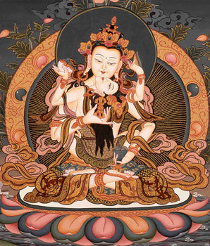 Original Hand Painted Vajrasattva Yab Yum Thangka Painting | Tibetan Thangka Art