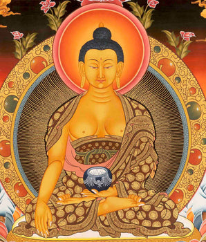 Shakyamuni Buddha Thangka | Original Tibetan Buddhist Religious Painting | Mindfulness Meditation Object of Focus For Our Wellbeing