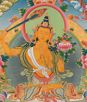 Original Hand-Painted Manjushri Thangka | Manjushri Bodhisattva | Ritual Thangka |