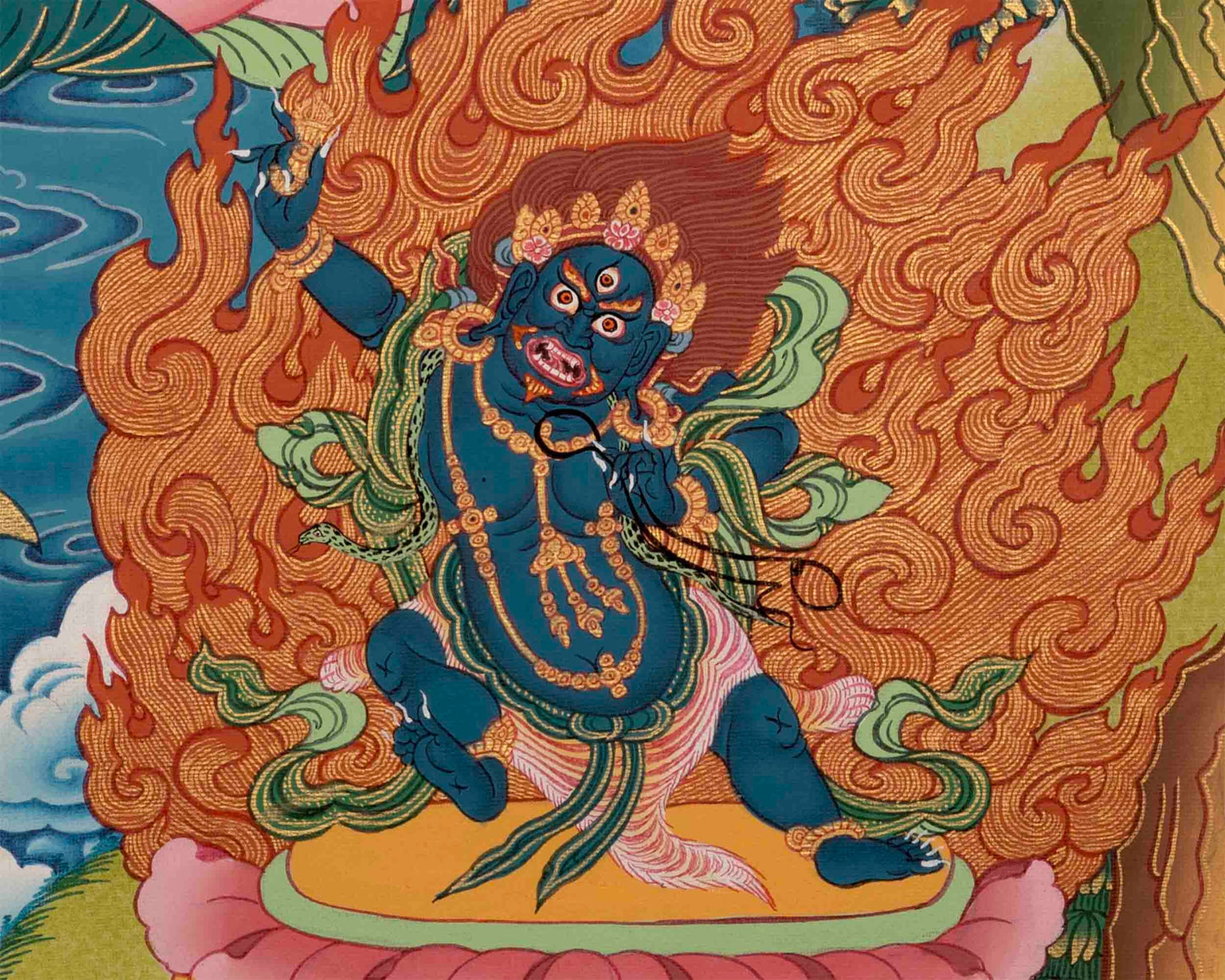 Original Hand-Painted Manjushri Thangka | Manjushri Bodhisattva | Ritual Thangka |