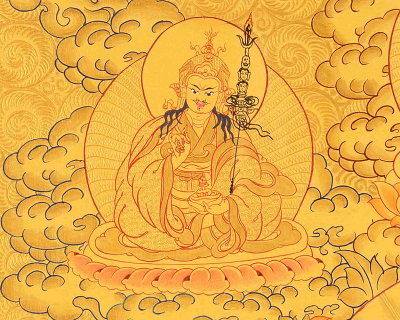 Full 24K Gold Style White Tara Followed By Other Bodhisattvas | Art Painting for Meditation | Female Bodhisattva | Religious Painting