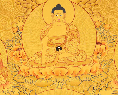 Amitayus Buddha Thangka |  Original Hand Painted 24K Gold Style Tibetan Thanka |