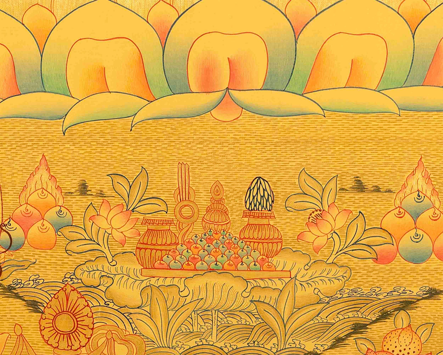 Amitayus Buddha Thangka |  Original Hand Painted 24K Gold Style Tibetan Thanka |