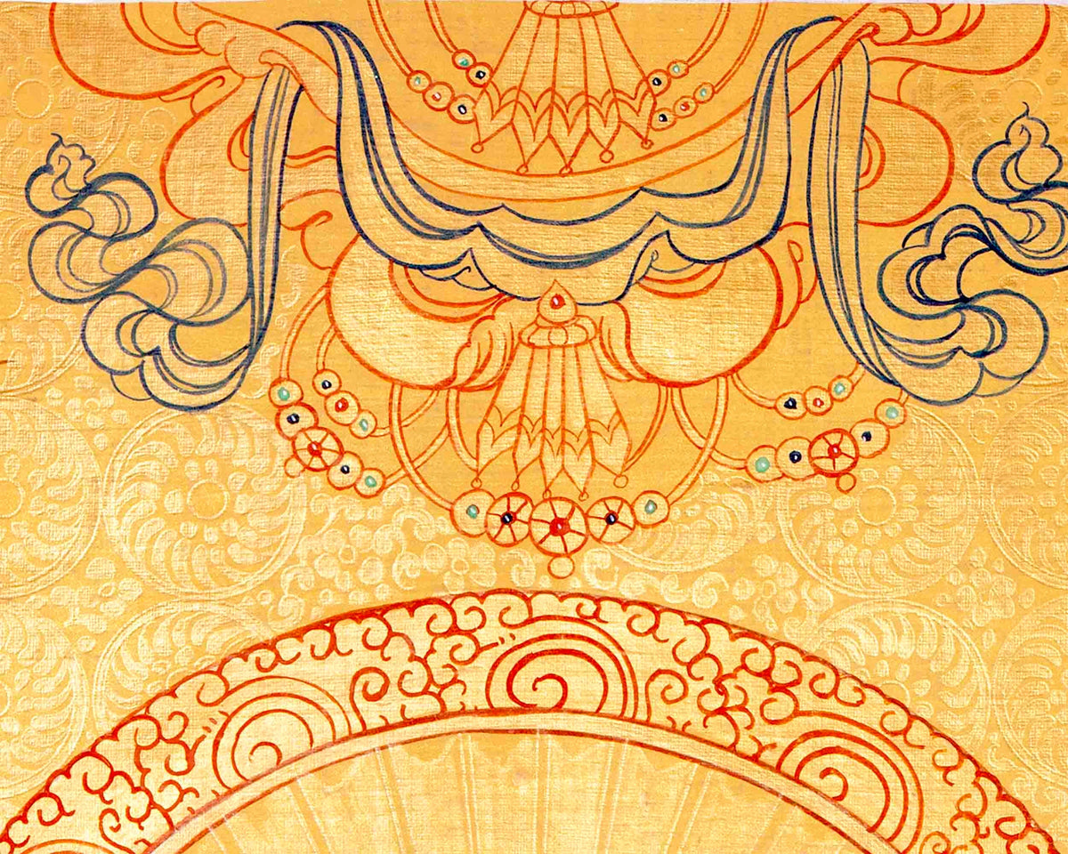 24K Gold Style Shakyamuni Buddha Tibetan Thangka | Meditation Object For Our Wellbeing