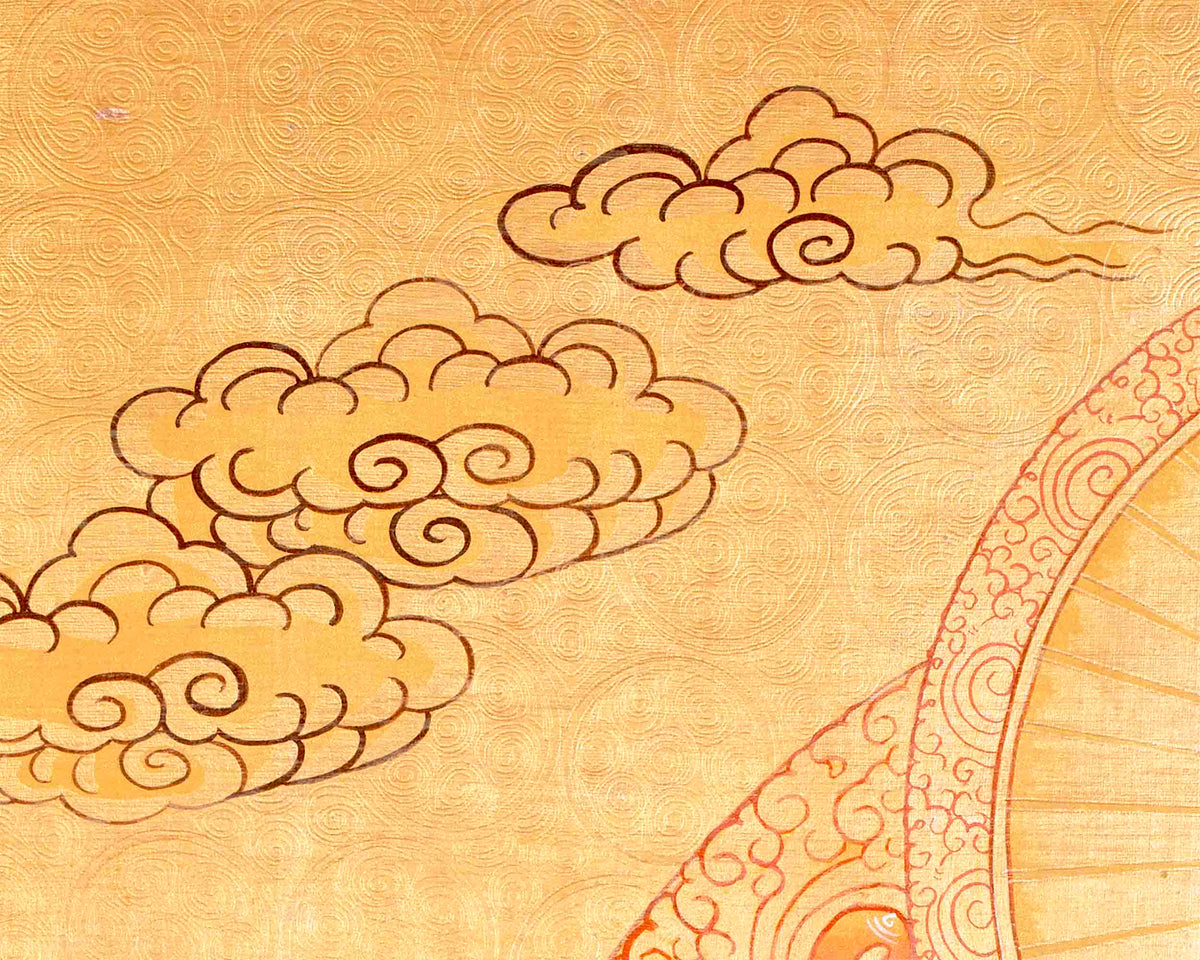 24K Gold Style White Tara Followed By Other Bodhisattvas | Original Hand-Painted Female Bodhisattva Art | Wall Hanging Decoration Art