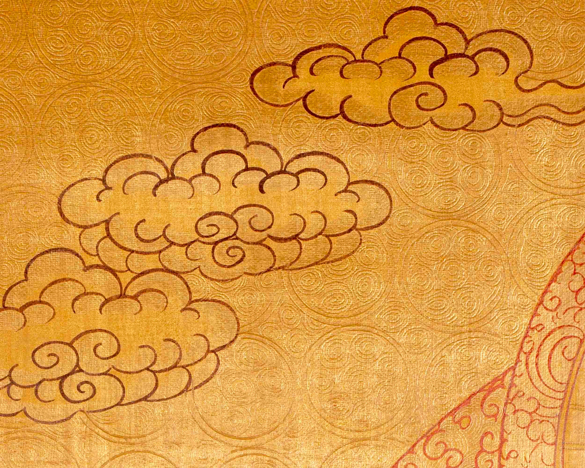 Full Gold Style White Tara Thangka Painting | Original Hand-Painted Female Bodhisattva Art |