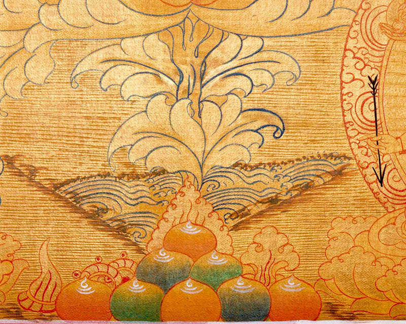 Full Gold Style White Tara Thangka Painting | Original Hand-Painted Female Bodhisattva Art |