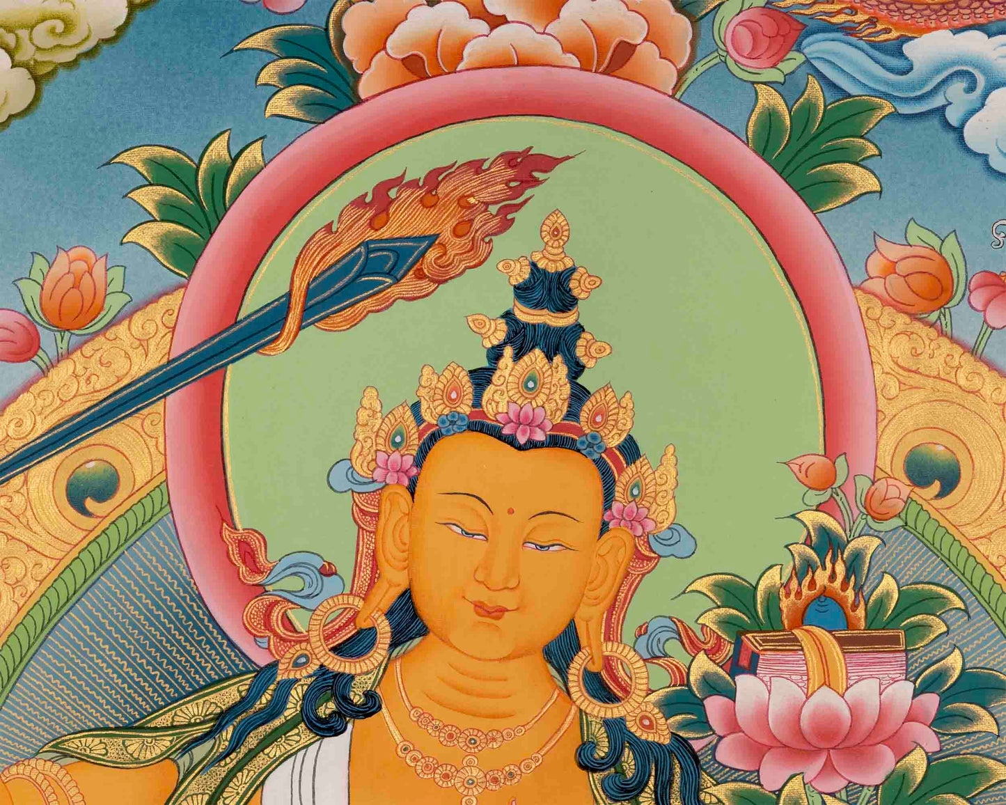 Original Hand-Painted Manjushri Thangka | Manjushri Bodhisattva | Ritual Thangka |