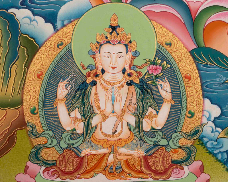 Original Hand-Painted Manjushri Thangka | Manjushri Bodhisattva | Ritual Thangka |