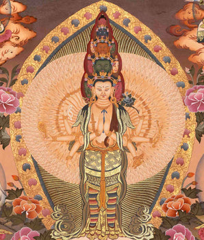 Hand Painted 1000 Armed Avalokiteshvara Thangka | Guanyin Chenrezig | Wall Painting