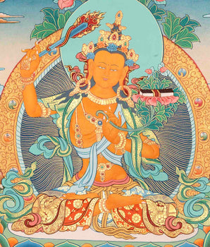 Original Manjushree Bodhisattva Thangka Painting | Traditional Buddhist Art Wall Decor