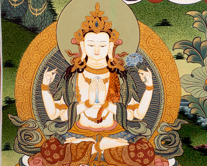 Hand Painted Manjushree Bodhisattva Thangka Painting | Traditional Wall Hanging Decor