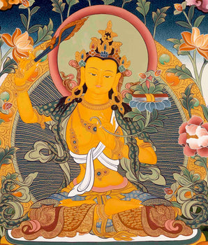 Hand Painted Manjushree Bodhisattva Thangka Painting | Traditional Wall Hanging Decor