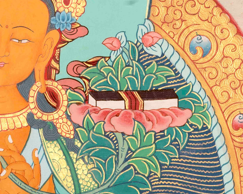 Original Manjushree Bodhisattva Thangka Painting | Traditional Buddhist Art Wall Decor