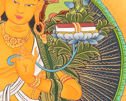 Manjushree Bodhisattva Thangka Painting | Original Hand Painted Traditional Buddhist Art Of Deity Of Wisdom