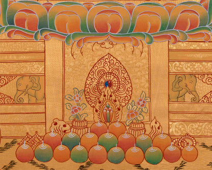 Full Gold Style Shakyamuni Buddha Thangka Painting | Original Hand Painted Tibetan Buddhist Art |