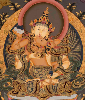 Yab Yum Vajrasattva Shakti Original Hand-Painted Thangka | Tibetan Wall Hanging
