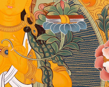 Hand Painted Manjushree Bodhisattva Thangka Painting | Traditional Wall Hanging Decor