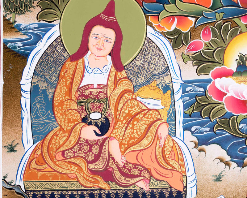 Original Hand-Painted Padmasambhava Guru Rinpoche Thangka Painting | Tibetan Buddhist Wall Hanging Painting