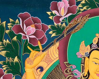 Manjushri Bodhisattva Thangka Painting | Original Hand Painted Traditional Buddhist Art Deity Of Wisdom |