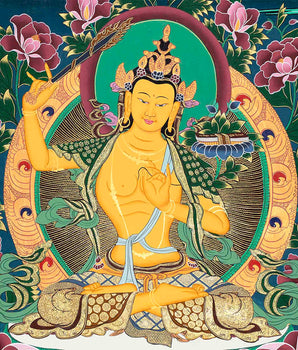 Manjushri Bodhisattva Thangka Painting | Original Hand Painted Traditional Buddhist Art Deity Of Wisdom |