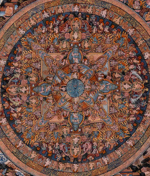 Original Hand Painted Vintage Heruka Mandala Thangka | Meditation And yoga Art
