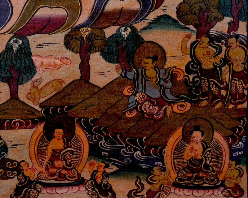 Oil Varnished Stupa Mandala Thangka Art | Original Hand-Painted Tibetan Buddhist Painting |